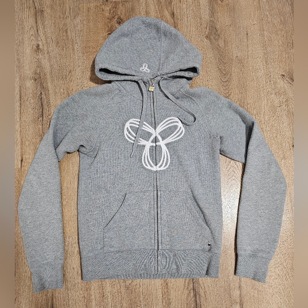 TNA Heather Gray Zip-Up Hoodie with White Design